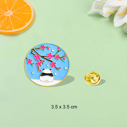 Panda Flower Brooch Cute Gift Badge Cartoon Brooches