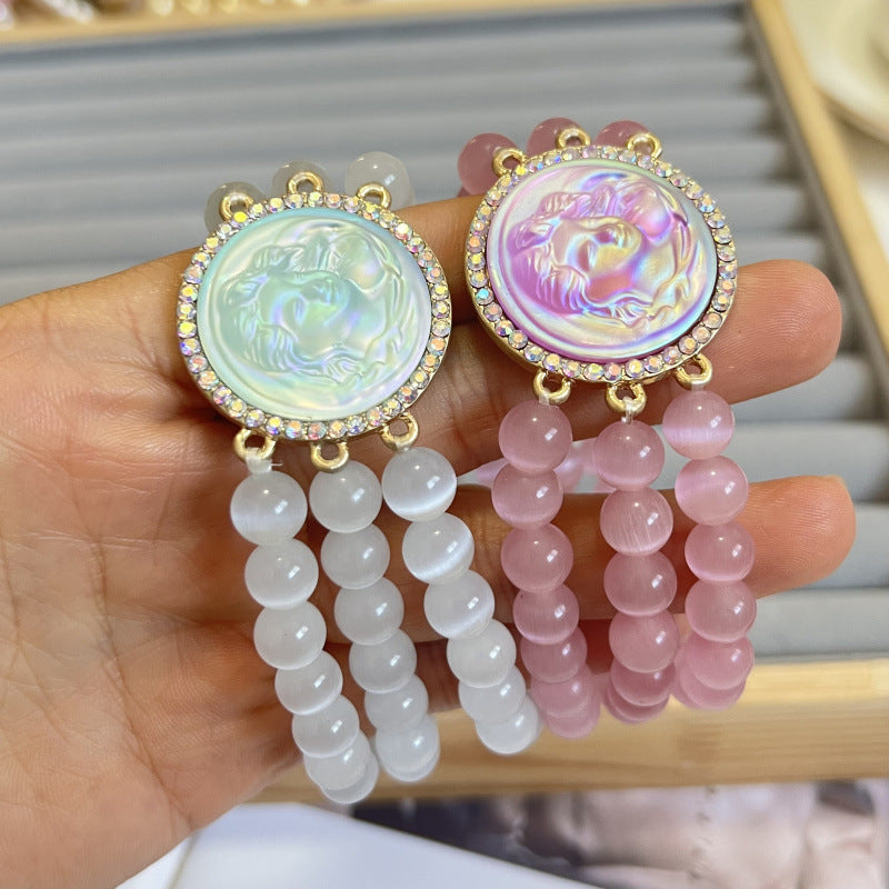 Gold Sweet Glass Angel Opal Brooch Necklaces
