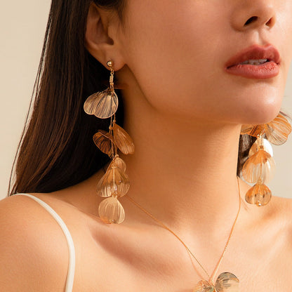 Leaf Flower Sweet Cool Wind Imitation Earrings