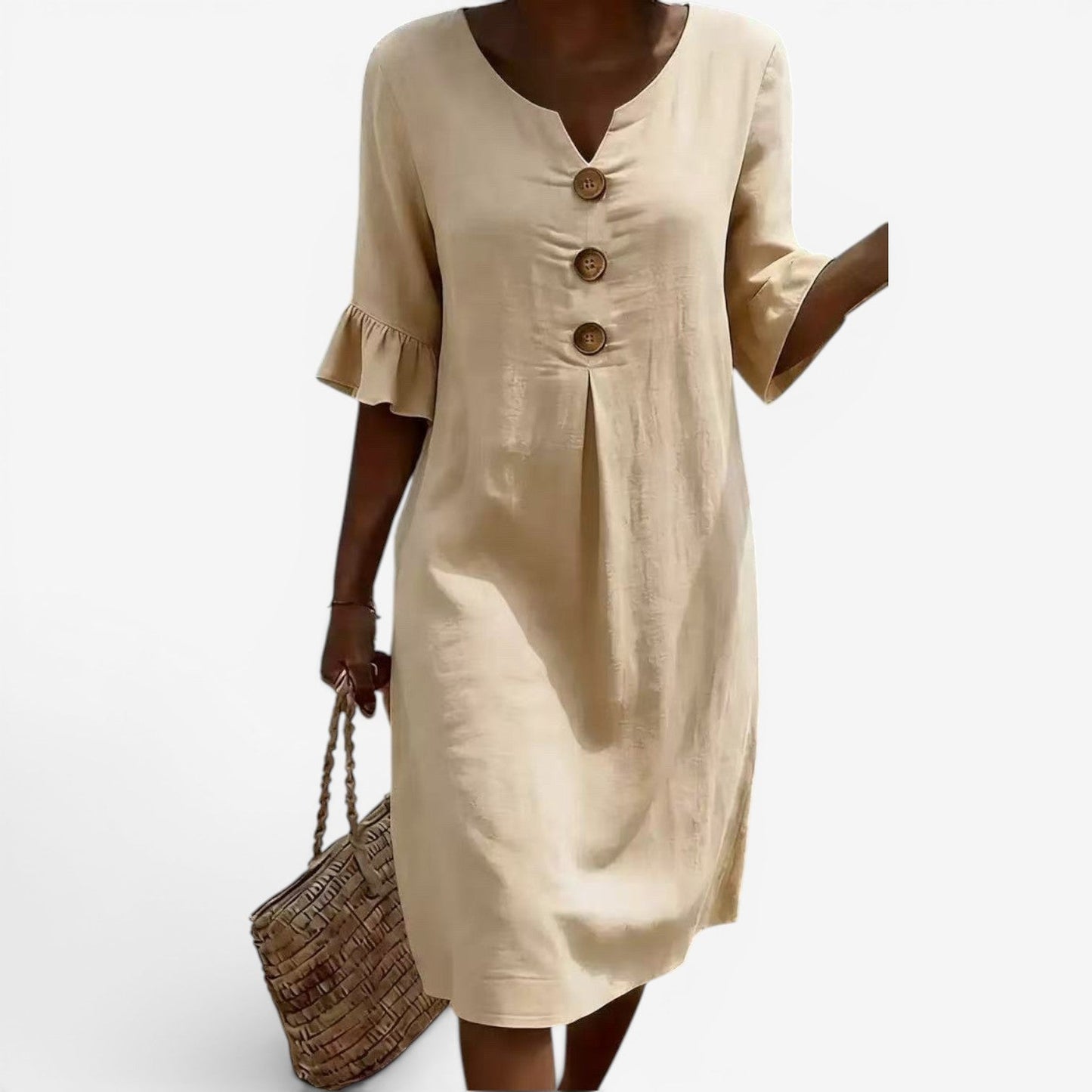 Robe Midi Boutonnée - Élégance Côtière Intemporelle