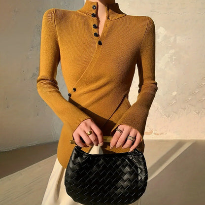 Maglione avvolgente con collo alto da donna