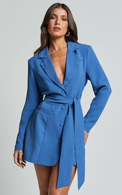 Elegancka Czarna Sukienka Blazerkowa Damska | Heidi-Mode