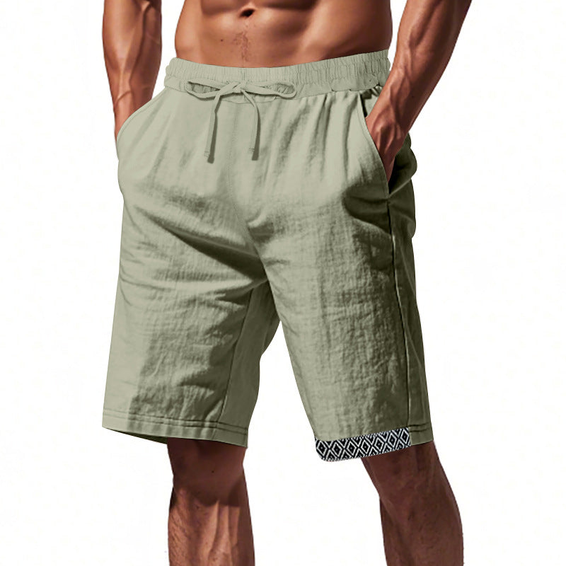 Men's Shorts – Loose Fit – Lightweight Linen – Adjustable Drawstring – Boho Hem Detail