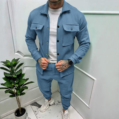 Men’s Suede Shirt Trousers Set 1+1 Free Offer – Casual Luxury Comfortable Breathable Stylish Smart Everyday Outfit Fit