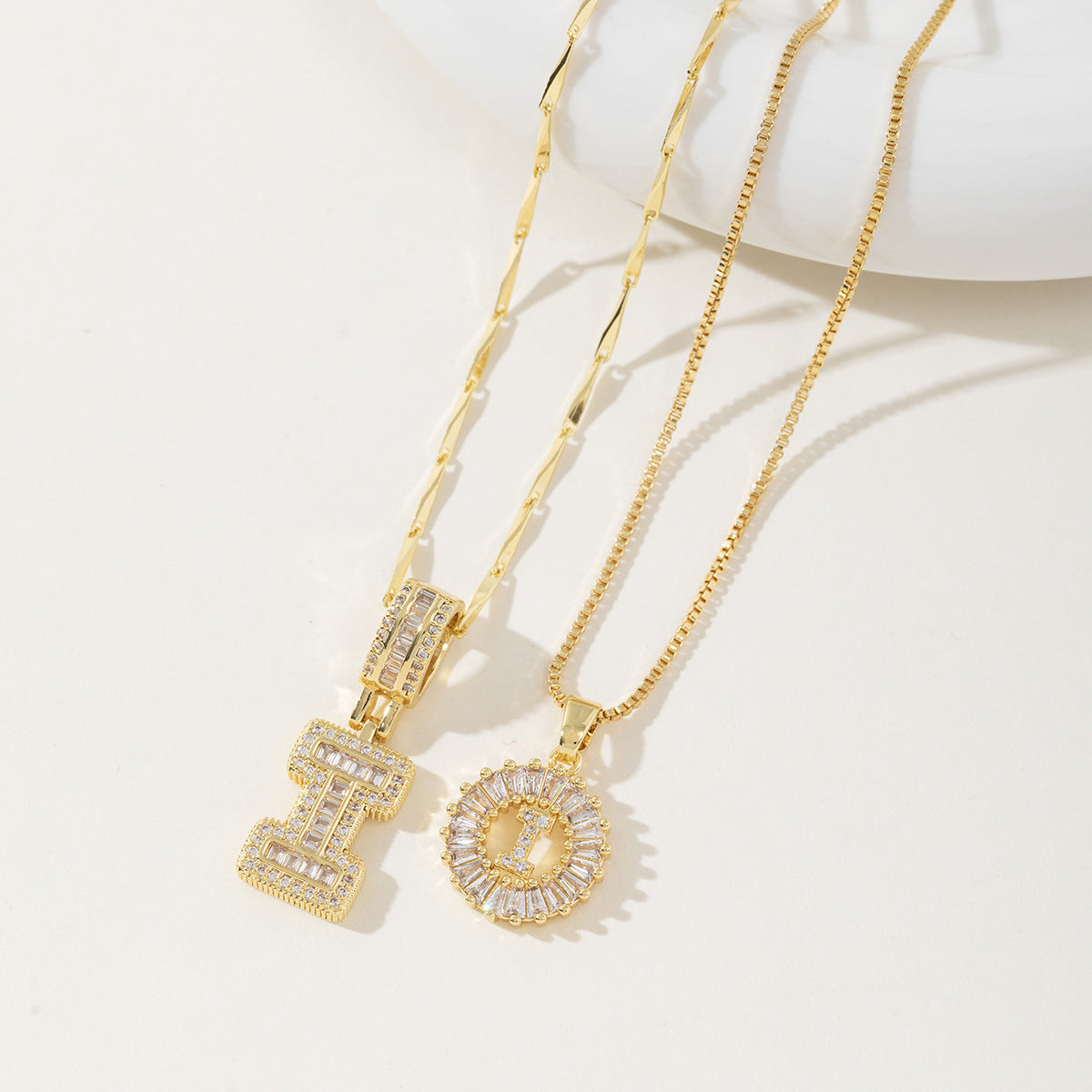 AISHA - Elegant 2-Pack Initial Pendant Necklaces