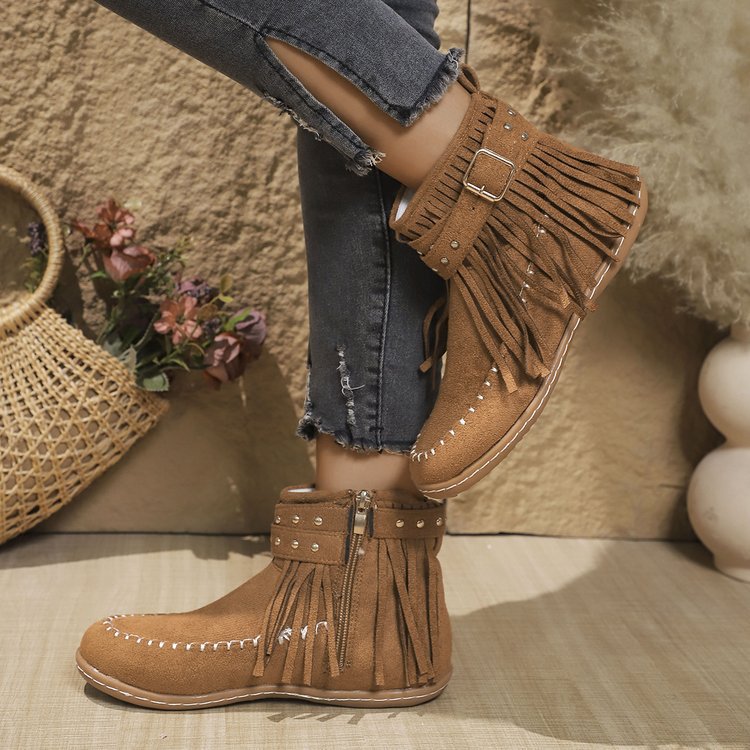 Sierra | Stylish Cowboy Ankle Boots with Side Zip | Women’s Western Ankle Boots