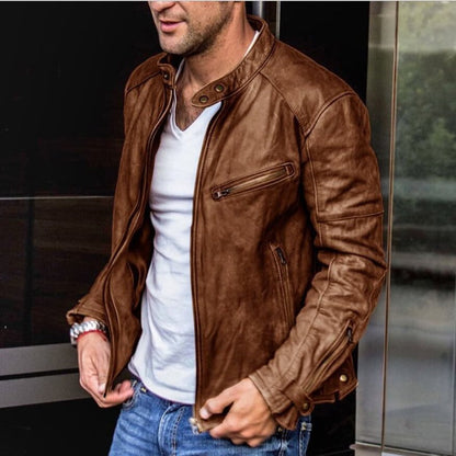 Men's Genuine Leather Slim Fit Biker Jacket