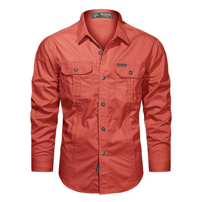 Camicia da uomo per attività all'aperto – Modello elegante e resistente con bottoni e tasche sul petto