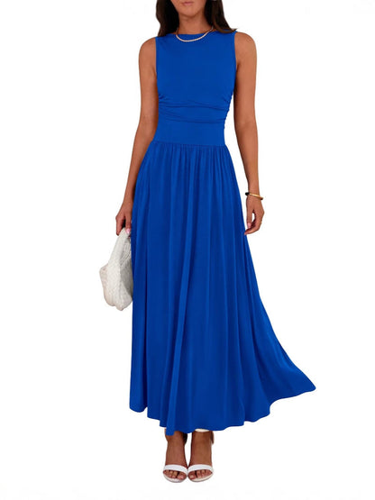 MEGAN™- Chic Sleeveless Ruched High-Waisted Maxi Dress