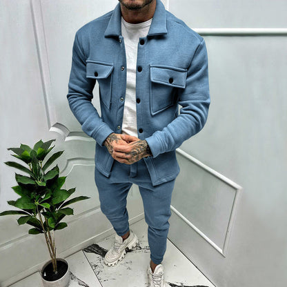 Men’s Suede Shirt Trousers Set 1+1 Free Offer – Casual Luxury Comfortable Breathable Stylish Smart Everyday Outfit Fit