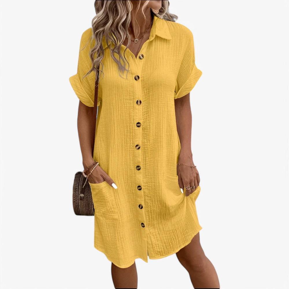 Robe femme boutonnée devant longueur genou