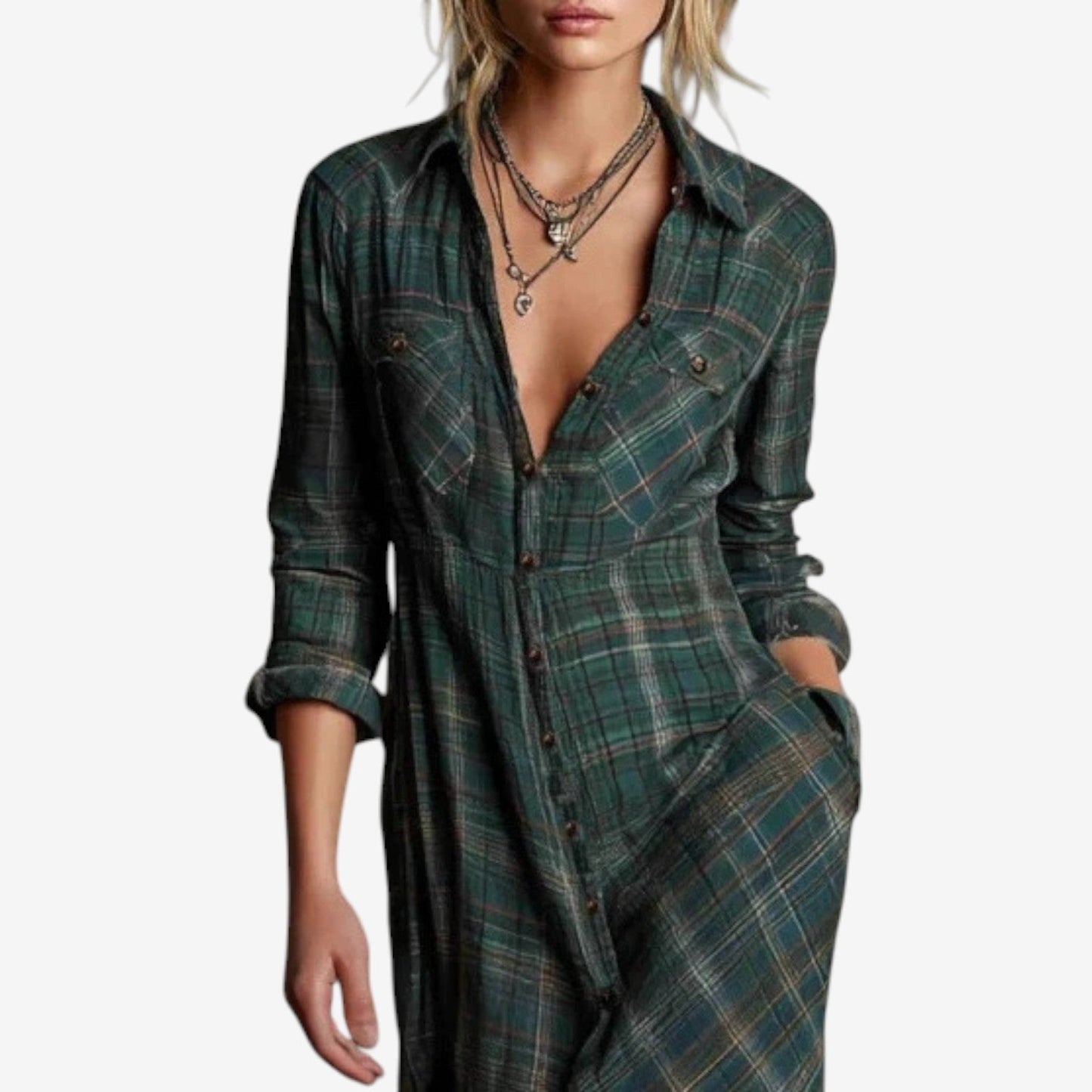 Carisse - Schlankes Kleid mit Kragen im minimalistischen Stil