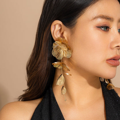 Leaf Flower Sweet Cool Wind Imitation Earrings