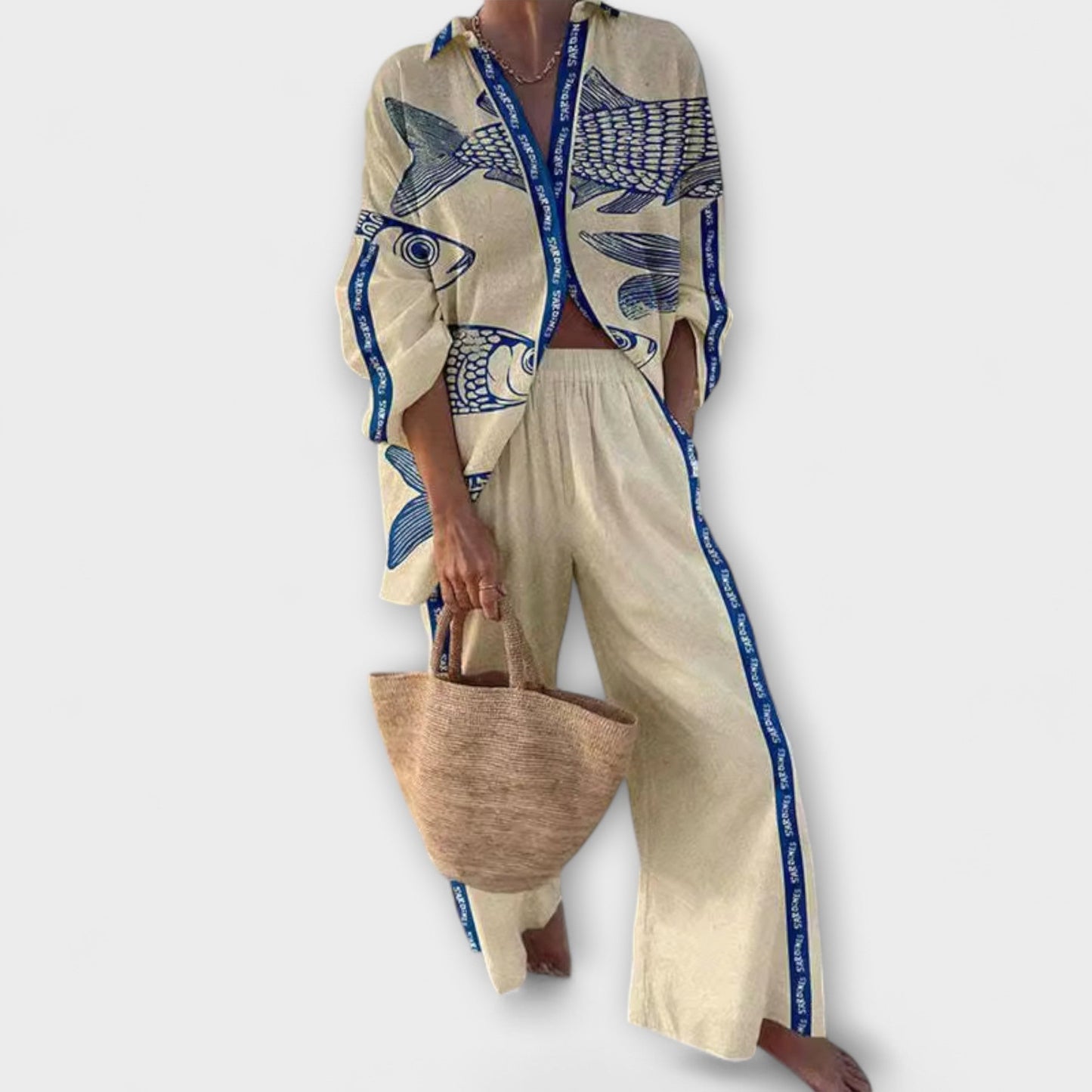 Inês - Conjunto Estampado Azul Pez Alba Madrid