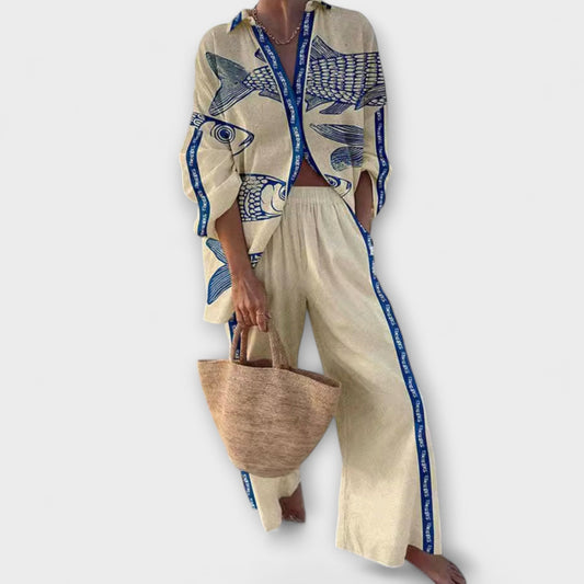 Inês - Conjunto Estampado Azul Pez Alba Madrid