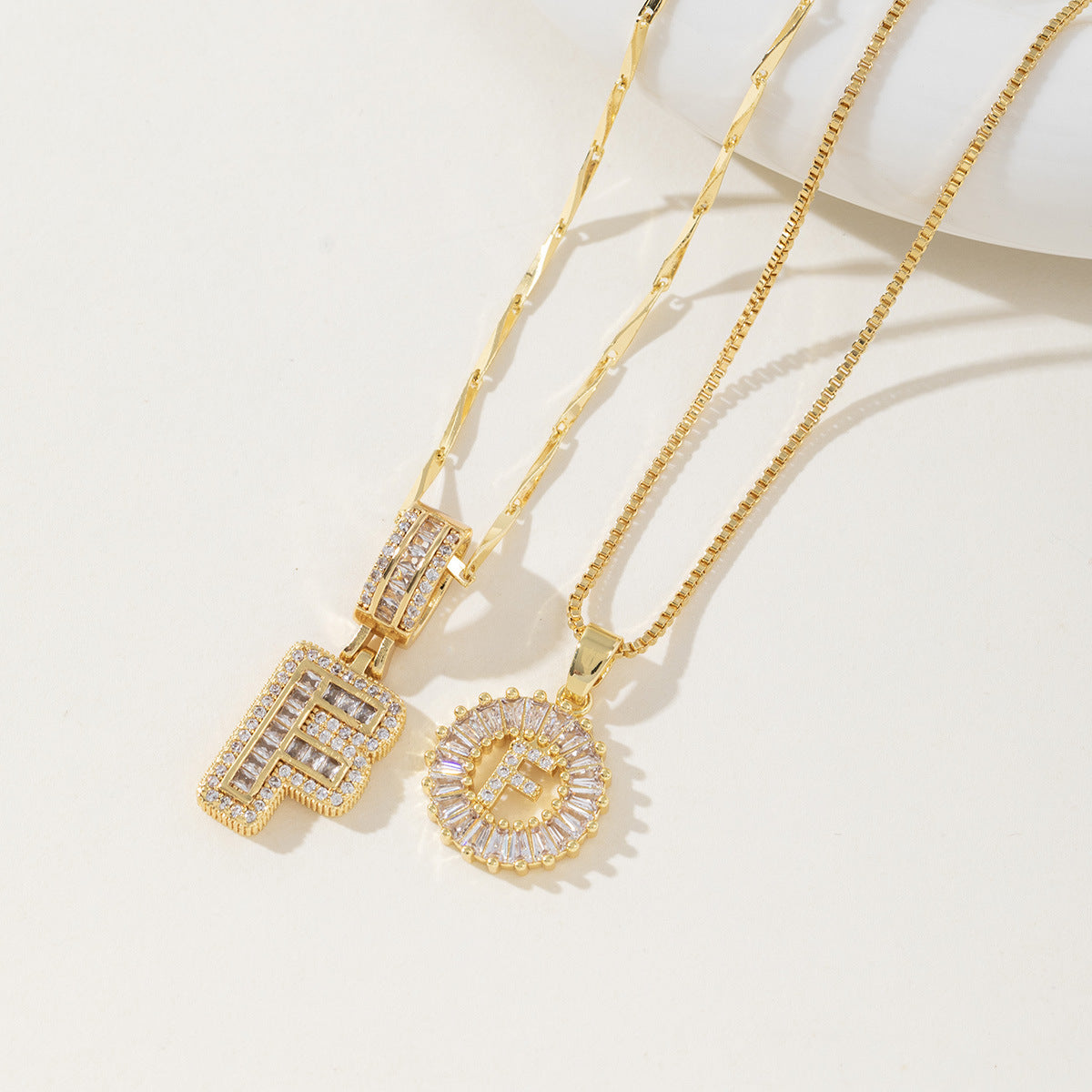 AISHA - Elegant 2-Pack Initial Pendant Necklaces