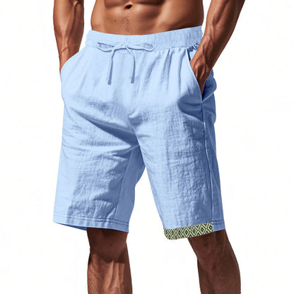 Men's Shorts – Loose Fit – Lightweight Linen – Adjustable Drawstring – Boho Hem Detail