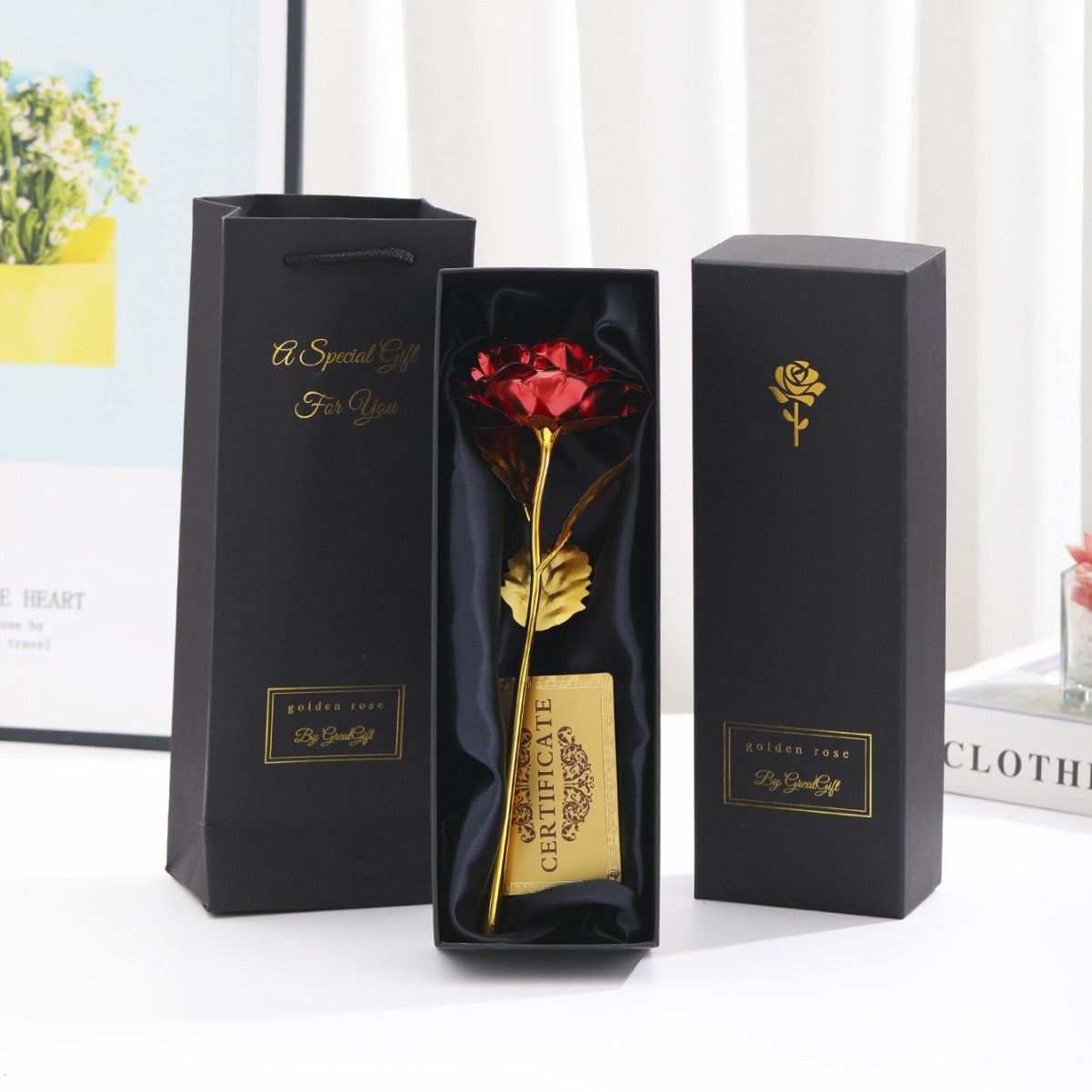 RoseLuxe – 24K Forgyldt Rose i Luksuriøs Gaveæske