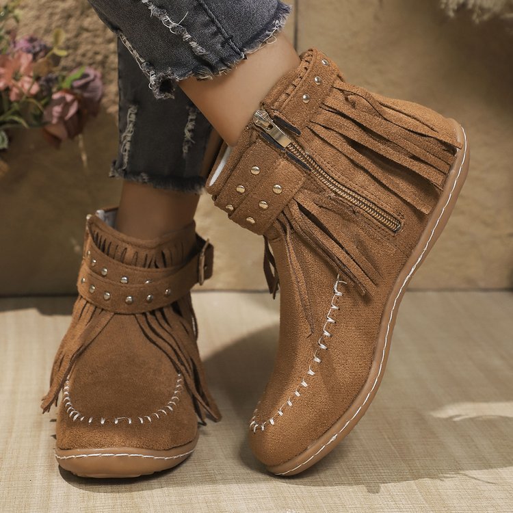 Sierra | Stylish Cowboy Ankle Boots with Side Zip | Women’s Western Ankle Boots