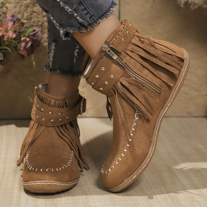 Sierra | Stylish Cowboy Ankle Boots with Side Zip | Women’s Western Ankle Boots