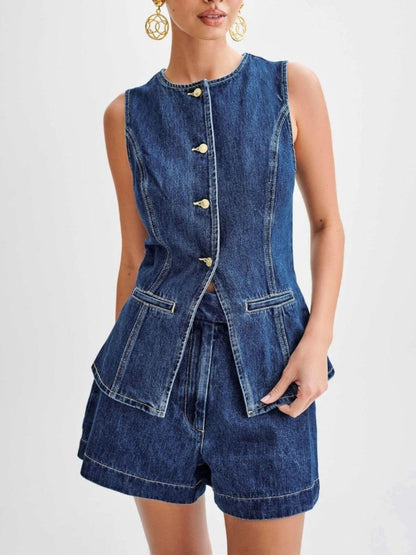 Nova Denim-Weste und Shorts-Set