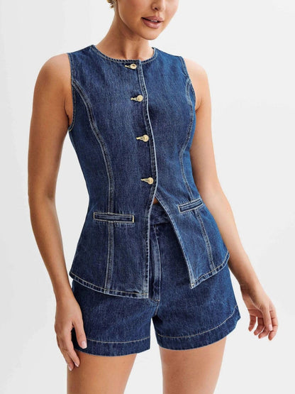 Nova Denim-Weste und Shorts-Set