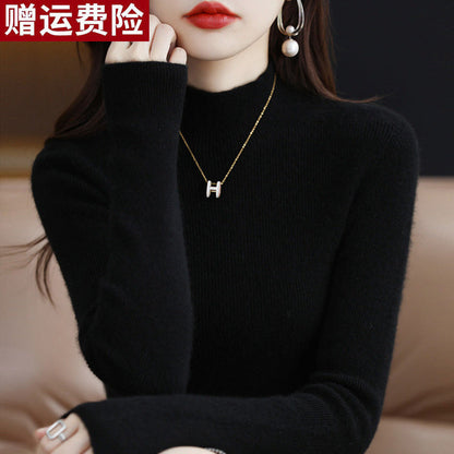 Bottoming Shirt Wool Sweater Women's Autumn and Winter Wool Half-turtleneck Inner Sweater Slim-fit