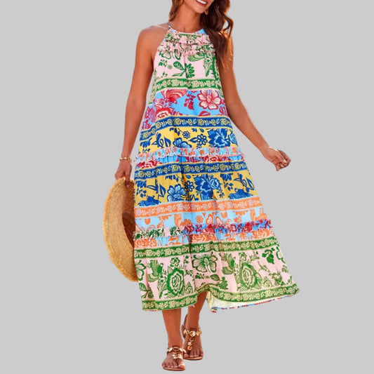 Juliette – Chic Boho Halter Tiered Maxi Dress