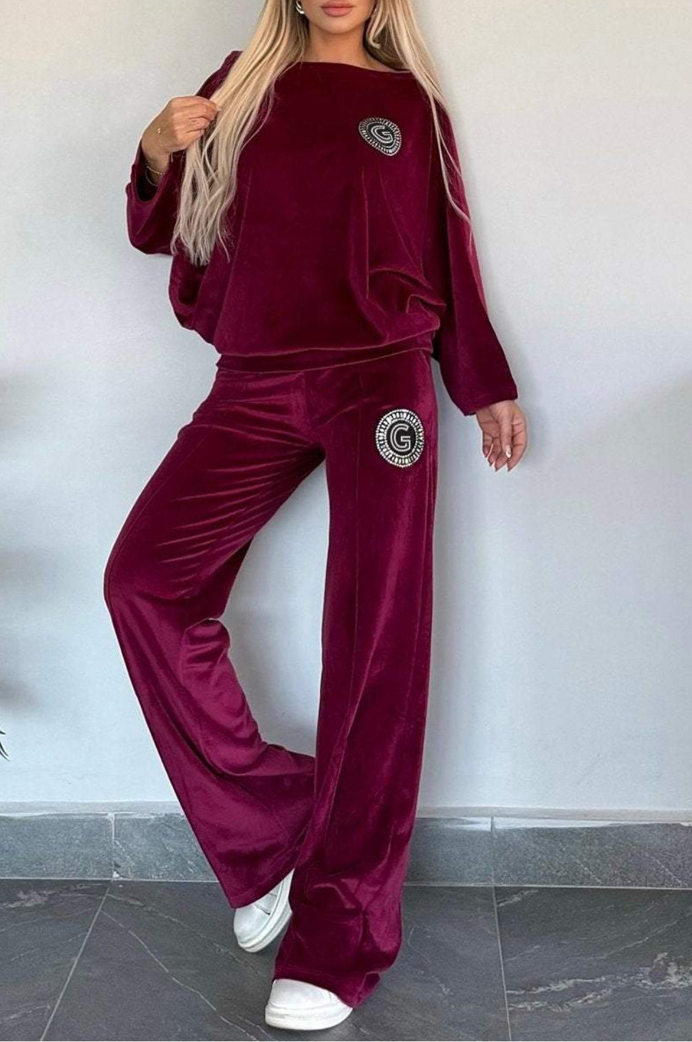 Elegant Loungewear-Sæt i Blødt Velour til Kvinder