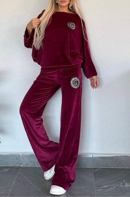 Elegant Loungewear-Sæt i Blødt Velour til Kvinder