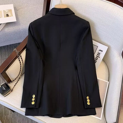 Elegant Blazer with Double-Breasted Design and Gold Buttons