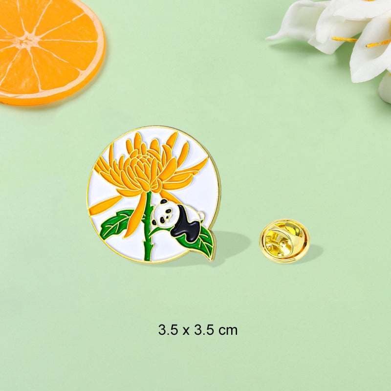 Panda Flower Brooch Cute Gift Badge Cartoon Brooches