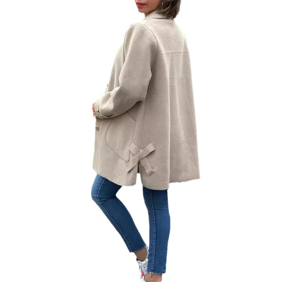 Adlin | Klassieke oversized damesjas met knopen – Halflange herfst-winterjas, casual warme jas