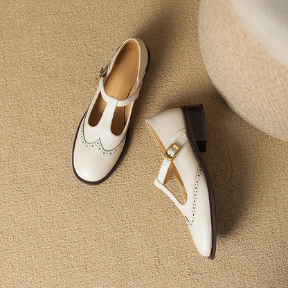 Strivelle | Damskie Buty Mary Jane Vintage na Niskim Słupku