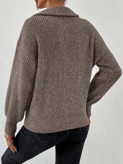Women Chic Half-Zip Knit — Stylish Comfort