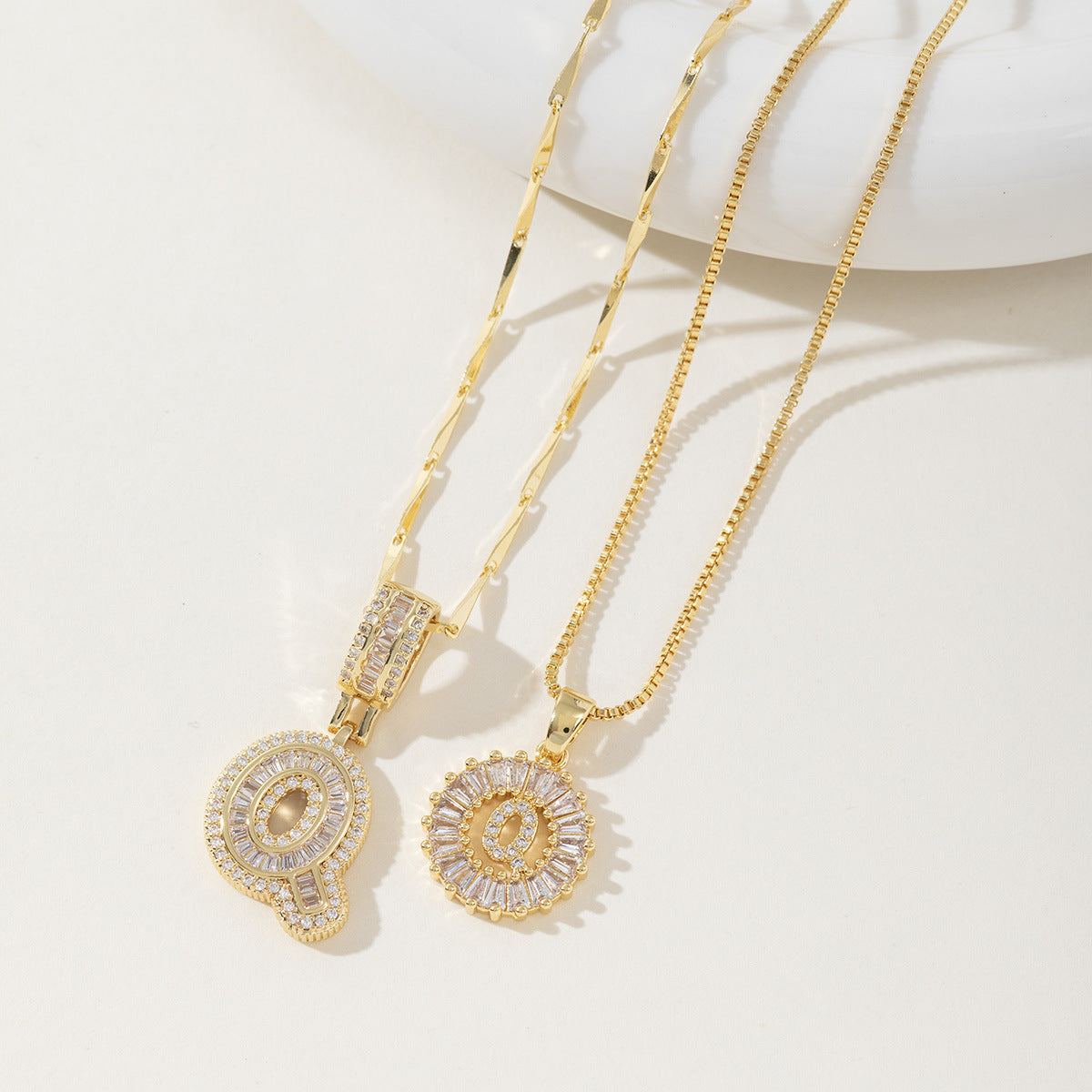AISHA - Elegant 2-Pack Initial Pendant Necklaces