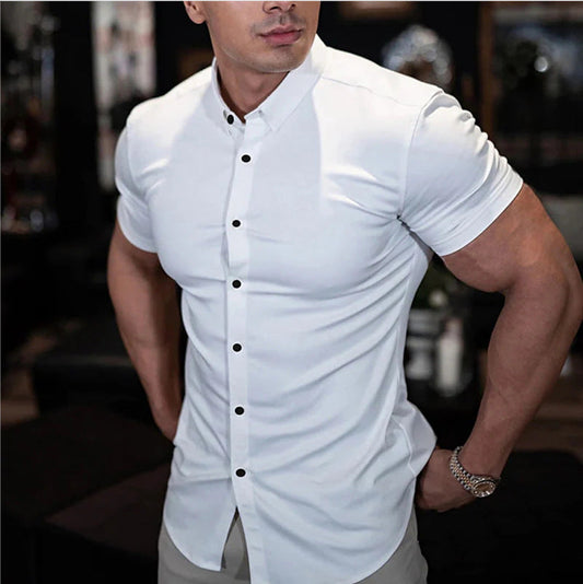 Enzo – Chemise slim fit à manches courtes homme