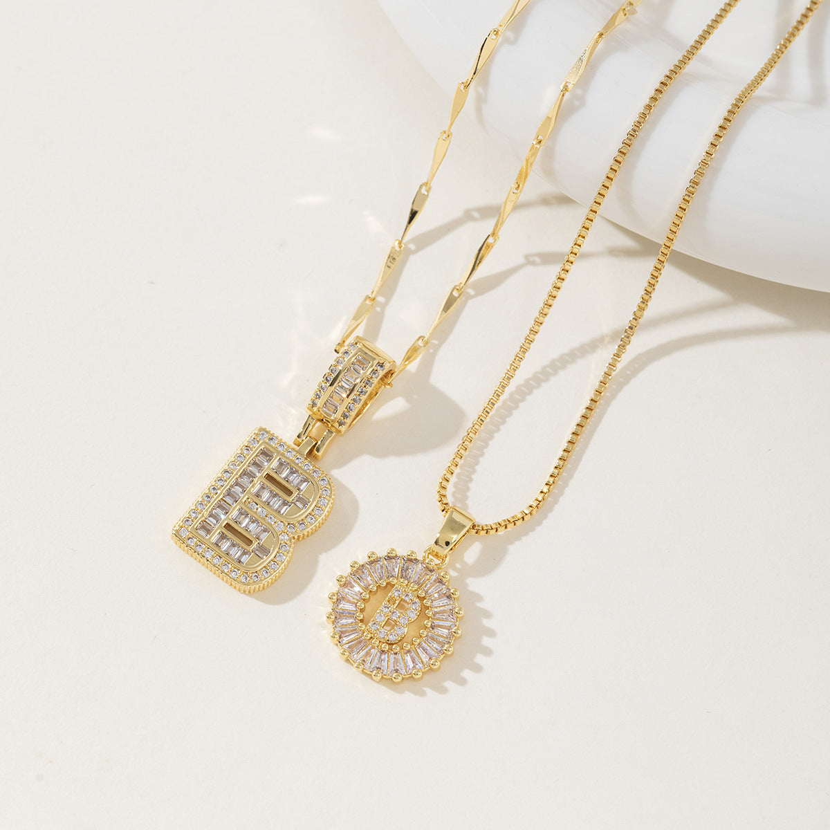 AISHA - Elegant 2-Pack Initial Pendant Necklaces