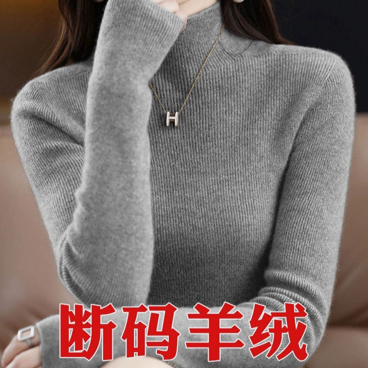 Bottoming Shirt Wool Sweater Women's Autumn and Winter Wool Half-turtleneck Inner Sweater Slim-fit