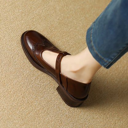 Strivelle | Damskie Buty Mary Jane Vintage na Niskim Słupku