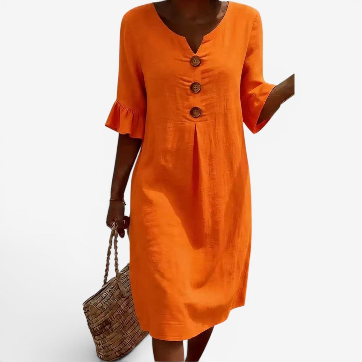 Robe Midi Boutonnée - Élégance Côtière Intemporelle