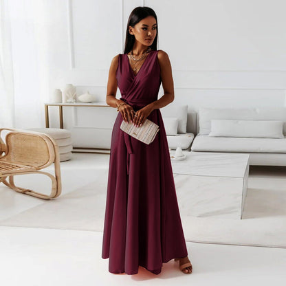 Damen Wickelkleid mit V-Ausschnitt | Maxi