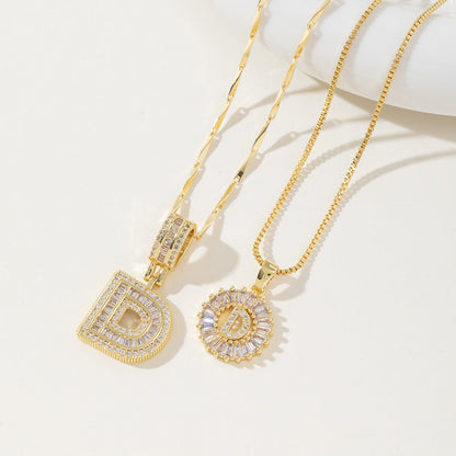 AISHA - Elegant 2-Pack Initial Pendant Necklaces