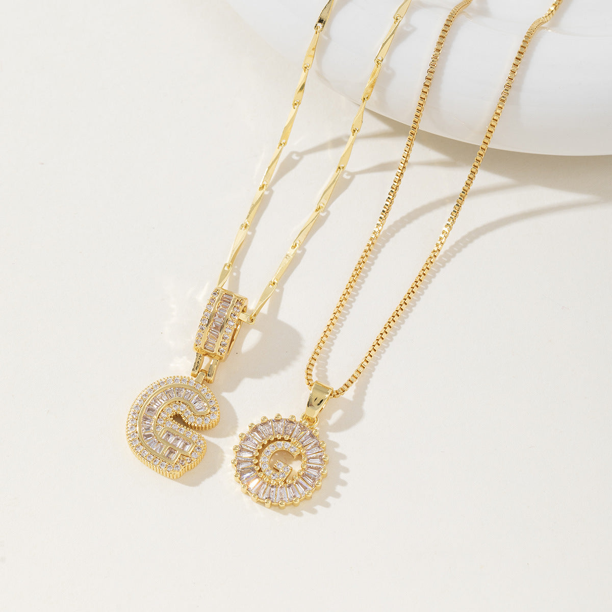 AISHA - Elegant 2-Pack Initial Pendant Necklaces