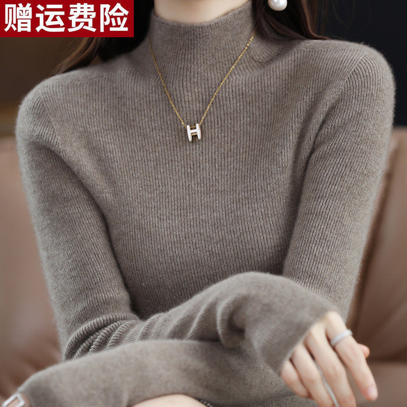Bottoming Shirt Wool Sweater Women's Autumn and Winter Wool Half-turtleneck Inner Sweater Slim-fit