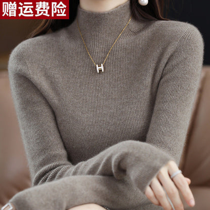Bottoming Shirt Wool Sweater Women's Autumn and Winter Wool Half-turtleneck Inner Sweater Slim-fit