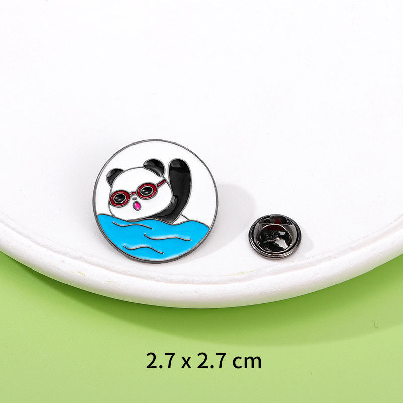 Panda Flower Brooch Cute Gift Badge Cartoon Brooches
