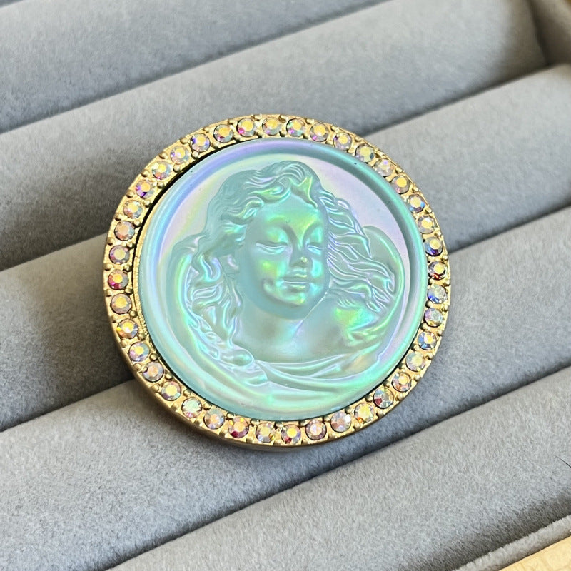 Gold Sweet Glass Angel Opal Brooch Necklaces