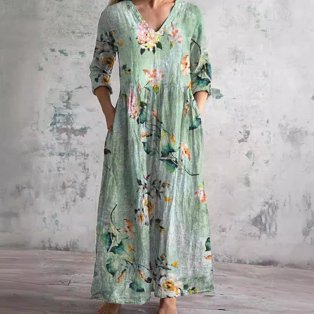 Damen Sommerkleid mit Blumenmuster | Maxi