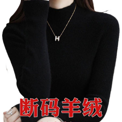 Bottoming Shirt Wool Sweater Women's Autumn and Winter Wool Half-turtleneck Inner Sweater Slim-fit
